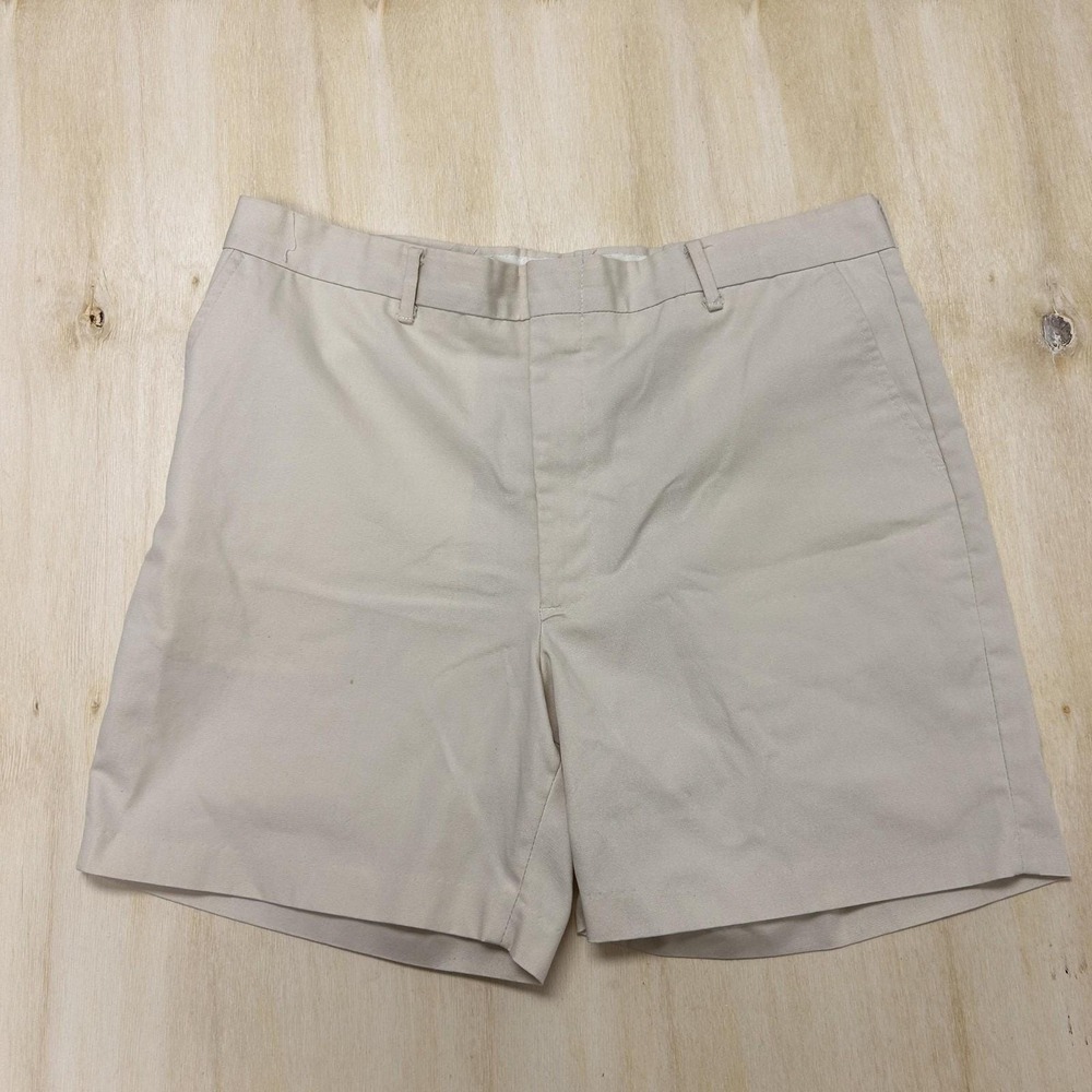 Vintage Knightsbridge Chino Shorts Mens 36 Beige Canvas Flat Front 6" Inseam